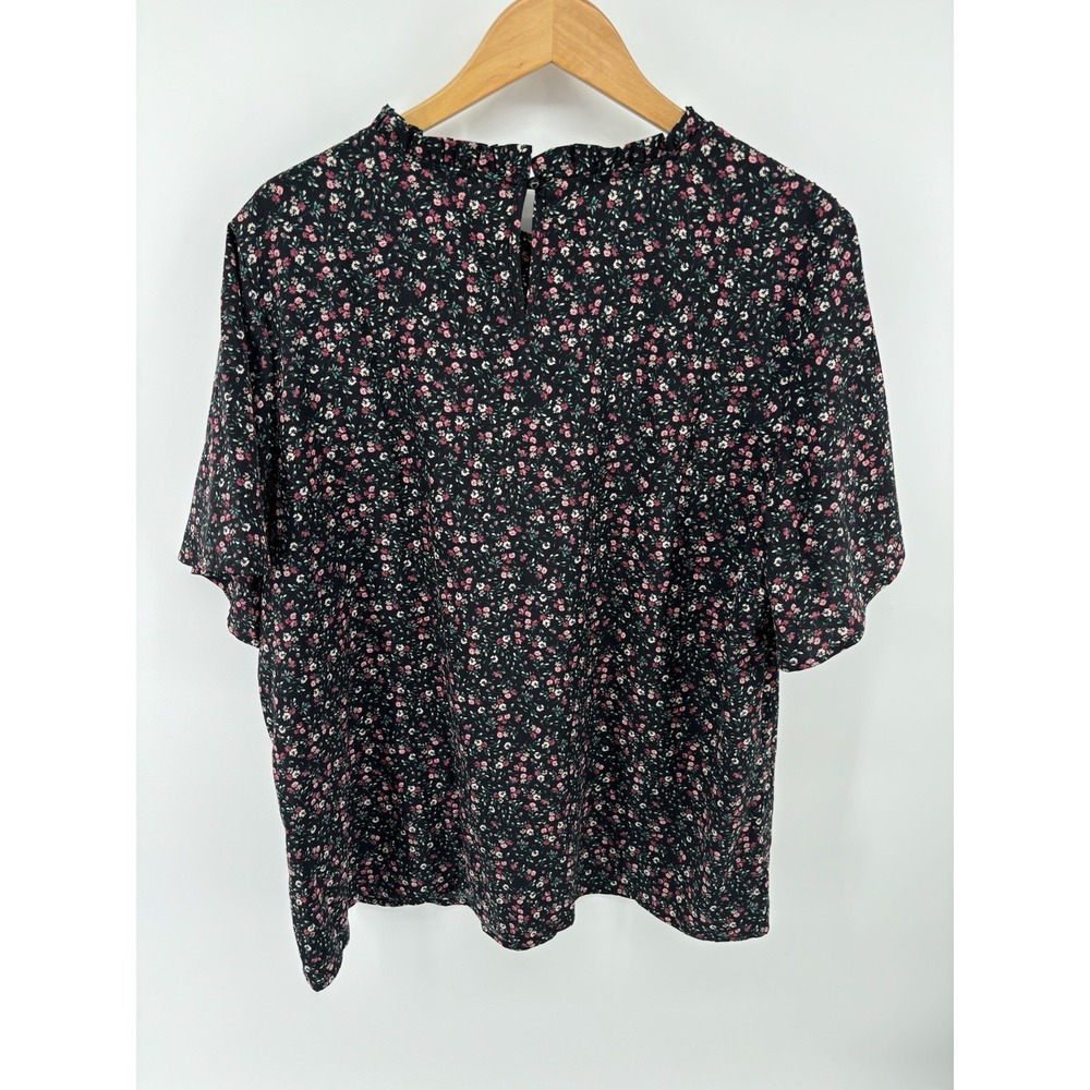 Bloom‎ Chic Shirt Black Floral Flowy Sleeves Ruched Women's Plus Size 18/20 - Picture 4 of 10